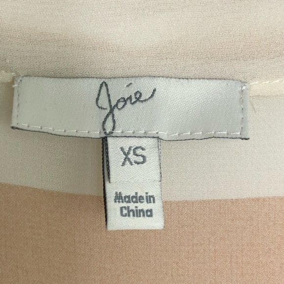 JOIE Aceline Tan/Cream silk striped v neck sheer blouse - Picture 5 of 9